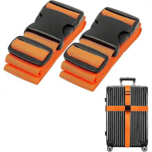 Correias para Mala Ajustáveis para Viagem, Fivela de Libertação Rápida, Pack de 2, Cor Laranja, Resistentes e Duradouras