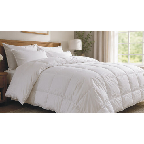 Double Duvet Goose Feather Down Quilt White Cotton 2