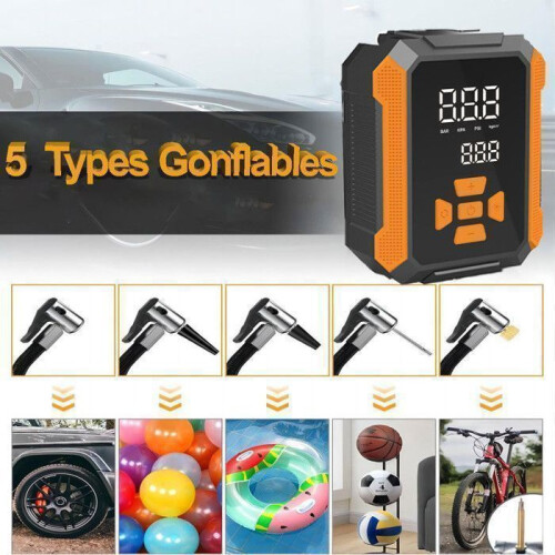 Compressore d'aria portatile per pneumatici auto da 12 V con display digitale e luce LED, 150 PSI, compatto. 2