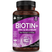 Biotin Hair Growth Vitamins 12,000mcg - Enriched with Zinc & Selenium