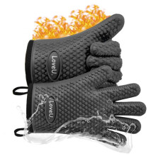 Loveuing Oven Gloves Heat Resistant, Silicone & Cotton Double Layer BBQ Gloves Non-slip Kitchen Gloves Waterproof Flexible Oven Mitts - Perfect for