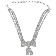Collier ras du cou pour femme, nœud papillon en alliage diamant strass, pendentif entièrement serti de diamants, idéal pour u