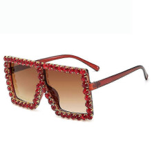 Lunettes de soleil oversize pour femmes, style mode, ornées de strass.