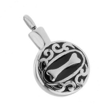 Pendentif urne funéraire ronde en forme d'os pour chien, en acier inoxydable argenté (lot de 2 à 5).