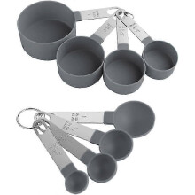 Ensemble de 8 tasses à mesurer et cuillères empilables avec manche en acier inoxydable, outil de mesure pour liquides et soli