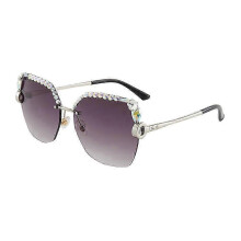 Damenbrille mit Diamantbesatz, UV-Schutz, Sonnenbrille mit Strasssteinen