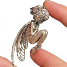 Anhänger „Stiller Engel“, Engelsanhänger aus 925er Sterlingsilber im Vintage-Stil, Engelsflügel-Anhänger, Schmuck für Damen