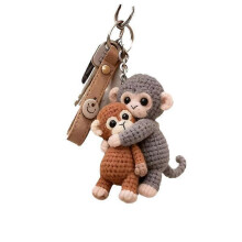 Gehaakte Punch Monkey sleutelhanger, emotionele steun Punch Monkey sleutelhanger, voor rugzak, tas en sleutels