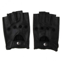 2x Retro PU Lederen Vingerloze Heren Rij- en Fietshandschoenen XL Zwart met Knoopsluiting