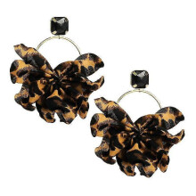 Merryso Fashion Dames Luipaard Kant Bloem Strass Oorbellen Sieraden