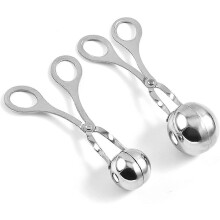 2 pinzas de acero inoxidable para albóndigas, cucharas antiadherentes para masa de galletas y empanadillas.