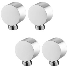 4X Wall Supply Elbow,Brass Round Wall Mount Shower Hose Connector Accessories G1/2Inch Water Outlet for Shower-Silver