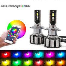 -h7 Led Rgb -ajovalojen sovellus Bluetooth-yhteensopiva ohjaus moniväriset LED-polttimot H1 H4 H8 H9 H11 9005 9006