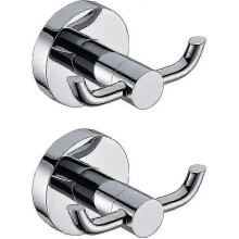 Paquete de 2 ganchos de pared para abrigos, modernos, cromados, latón macizo, doble gancho para toallas, puerta de baño,
