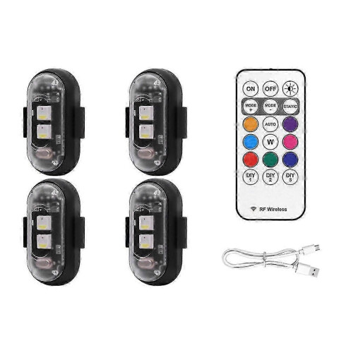 2PCS Wireless LED Strobe Lights with Remote Control, 8 Colors USB Charing Waterproof Emergency Warning Lights-Yvan