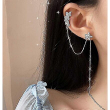 Orecchini a clip a farfalla in metallo color oro e argento, senza piercing, per donna, con zirconi scintillanti, gioielli