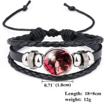 Bracciale da polso vintage da uomo in pelle con corda, stile Demon Slayer, regolabile (h) Xq-ps373