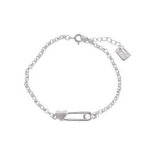 Pulseira de Prata 925 Fina para Mulher com Coração e Contas, Estilo Coreano, Joia Delicada com Elos em Clipe de Papel