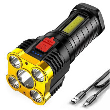 Lanterna LED recarregável por USB, 500 lm, com COB, potente, para campismo, caminhadas, pesca e iluminação portátil