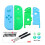 (Blue+Green) Replacement Case Shell Cover Protector with Thumb Caps Kit for Nintendo Switch Joy-Con Controller 2