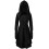 Solid Long Sleeve Hooded Tie-Front Festival Dress,Black,M 1