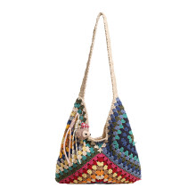 Large capacity knitted woven bag for women, beach vacation bag, work commuter shoulder tote bag