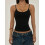 Women's Solid U-Neck Backless Camisole Top,Black,XS 1