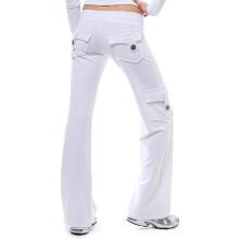 Pantaloni da yoga da donna comodi con tasche, bianchi, taglia XS