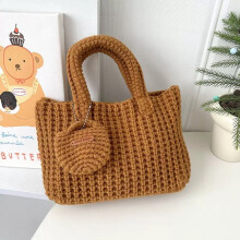 Women's retro Korean style handmade cotton woven bag, casual tote bag, straw shoulder bag, mobile phone bag