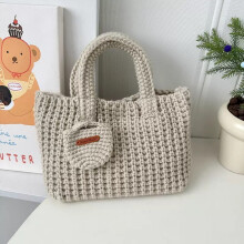 Women's retro Korean style handmade cotton woven bag, casual tote bag, straw shoulder bag, mobile phone bag