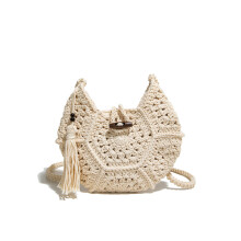 Handmade cotton knitted bag for women, large capacity, perfect for summer travel, vacations, and commuting. Shoulder/crossbody bag.