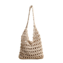 Summer large women's cotton knitted shoulder bag, relaxed style, hollowed-out underarm bag