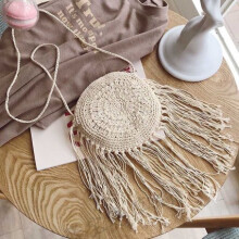 Hand-knitted crossbody women's summer wool knitted long tassel small bag