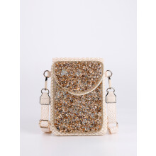 Straw crossbody bag, women's bag, beaded bag, woven women's shoulder bag, mobile phone bag