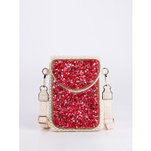 Straw crossbody bag, women's bag, beaded bag, woven women's shoulder bag, mobile phone bag