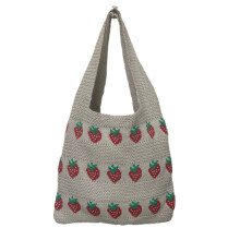 Knitted bag, woven bag, strawberry-shaped women's bag, exquisite woolen tote/shoulder bag, shopping bag
