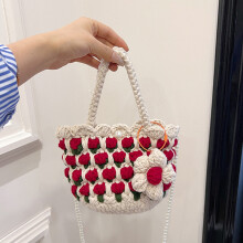 Tulip-shaped hand-woven bag, wool shoulder bag, crossbody bag, handbag