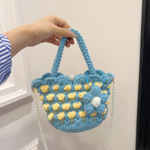 Tulipanformet håndvevd veske, skulderveske i ull, crossbody-veske, håndveske