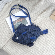 Niche design shoulder/crossbody bag with cute color-blocked fish design, hand-woven style, perfect for spring/summer beach days.