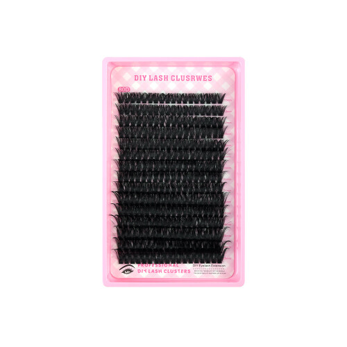 Single-clump segmented eyelashes with glue, 80 pieces per box, 12-20mm.