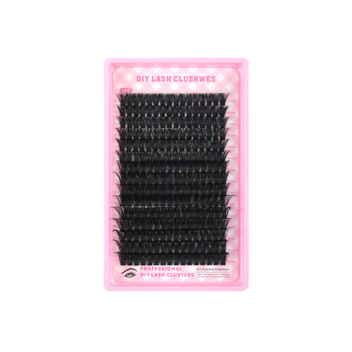 Single-clump segmented eyelashes with glue, 100 pieces per box, 12-20mm.
