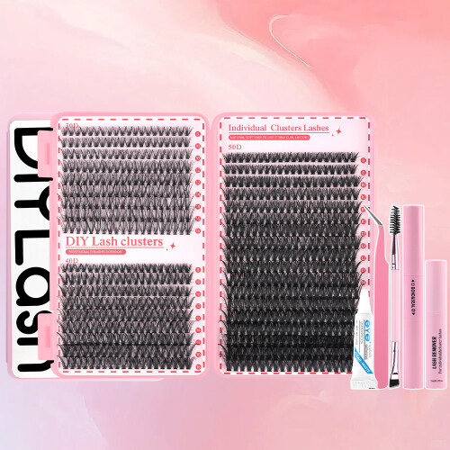Set di ciglia segmentate a ciuffetti singoli con colla A11