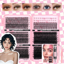 Faux cils segmentés à un seul bouquet avec colle A12 - Mélange de cils (690 bouquets)