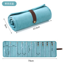 Borsa porta orecchini/collane multistrato in velluto stile Chanel, portatile e arrotolabile, blu Tiffany