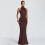 Women's Solid Fitted Backless Mermaid Dress,Coffee,L 1