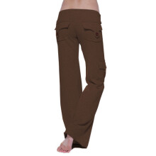 Dame Komfort Yogabukser med Pocket, Brun, XL