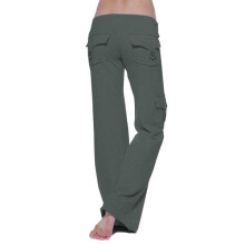 Pantaloni da yoga da donna con tasche, grigio scuro, taglia S