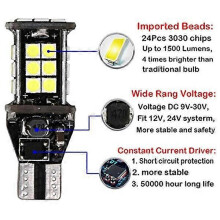 5 unidades 921 912 T10 T15 W16W Luz de marcha atrás LED, bombilla LED de 1500 lúmenes extra brillante para coche Luces d