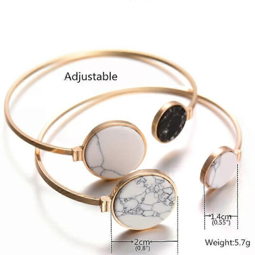 Faux Marble Stone Bangle Bracelet-Gold Circle Cuff by 2