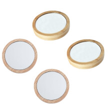 4St Kleine Ronde Bamboe Spiegels Draagbaar Voor Dames